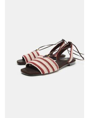 ZARA TIED STRIPED FABRIC SANDALS